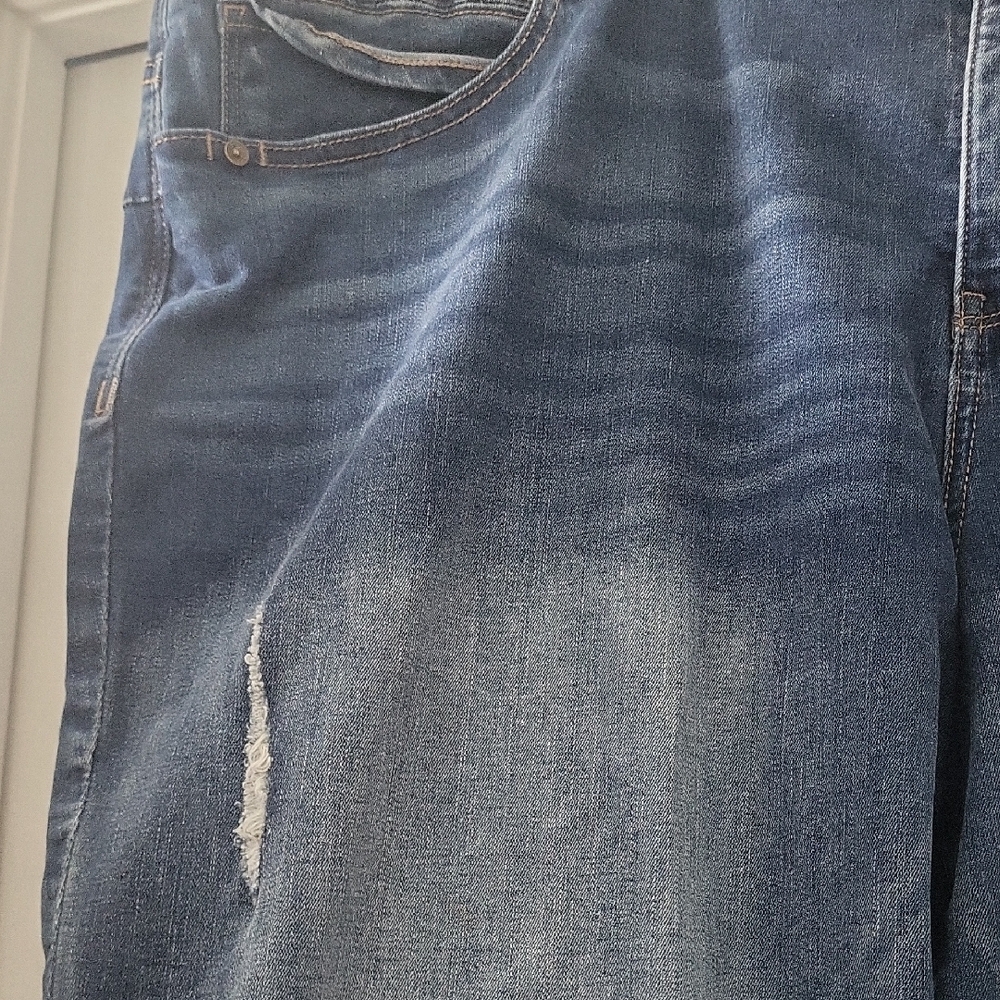 Democracy Blue Distressed Relaxed Jeans with Classic Indigo Finish - 24 W - Picture 2 of 7